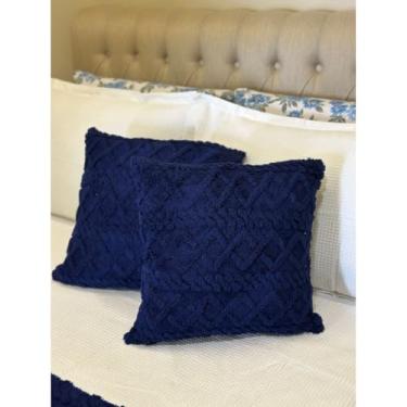 Imagem de Kit 2 Capas de Almofadas Felpudas Decorativas 45x45 para Sofá Cama Poltrona – Conforto Premium(AZUL MARINHO)