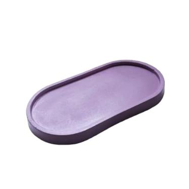 Imagem de Bandeja Decorativa Oval Multiuso | Marmorizado | Kit |Granilite | Porta Jóias | Acessórios | Porta Velas 17.5 cm x 9 cm para Casa Sala Quarto e Ambientes de Decoração Elegante(Lilás)