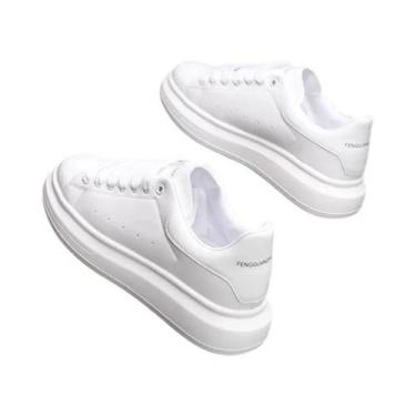 Imagem de Tênis Casuais Unissex Lacados Em Vermelho Para Skate, Tênis E Caminhad