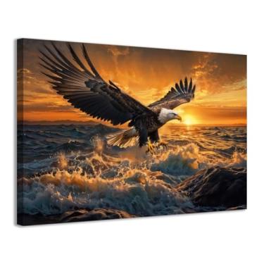 Imagem de CCWACPP Arte de parede em tela águia careca imagens de águias voando pássaro vida selvagem impressões modernas sala de estar escritório banheiro decoração de casa emoldurada (30,5 cm x 45,7 cm)