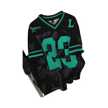 Imagem de Camiseta Feminina De Verão Com Estampa De Borboleta, Decote Em V, Mang