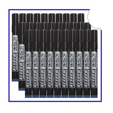 Imagem de AXPTI Caneta marcador à base de óleo, impermeável, secagem rápida, preta, azul, vermelha, permanente, para metal, vidro, papelaria, desenho, arte, material escolar (30 peças azul)