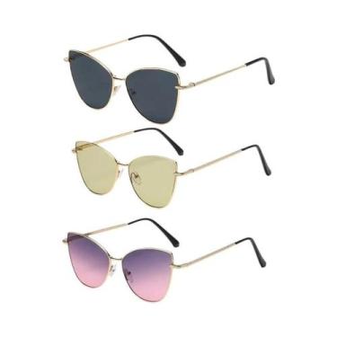 Imagem de Óculos De Sol Femininos Retrô De Metal Estilo Gatinho UV400 Moda Europ