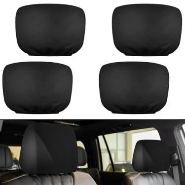 Imagem de 4 peças capa de encosto de cabeça para assento de carro capas universais antisujidade protetor de cabeça macio protetor de encosto de cabeça de carro reutilizável protetor de encosto de cabeça