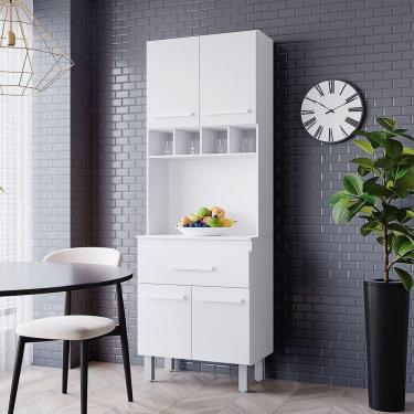 Imagem de Paneleiro Zínia 4 Portas 1 Gaveta Cozinha Mb1 200cm Cor Branco