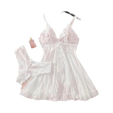 Imagem de Conjunto De Lingerie Feminina Sensual Com Sutiã De Renda, Camisola Fin