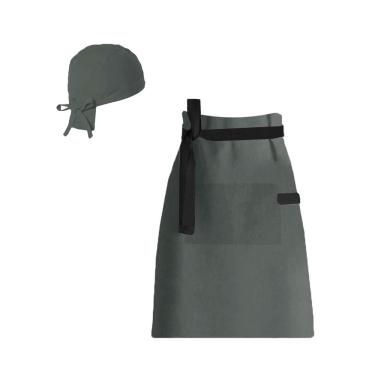 Imagem de Avental de Cintura Cinza Preto e Bandana Cafeteria Barista