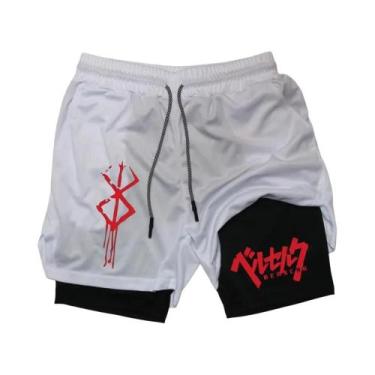 Imagem de Shorts De Compressão 2 Em 1 Para Corrida Masculina Anime Berserk Com B