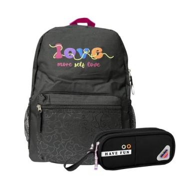 Imagem de Kit Escolar Mochila + Estojo Style Menina Original Clio -