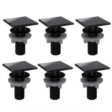 Imagem de Kit 6 Plug Tapa Furo Preto Acabamento Quadrado Torneira Balcão Parede 