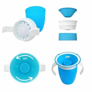 Imagem de Copo Antivazamento 360° Infantil 200ml – Treinamento Bebê com Alça BPA Free Silicone e Fácil de Limpar (Azul)
