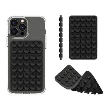 Imagem de Suporte de telefone com sucção dupla face de silicone, painel de carro/chuveiro, mãos livres para selfies e vídeos, compatível com TikTok, ASMR/Yoga, todos os dispositivos de telefones celulares (10 x