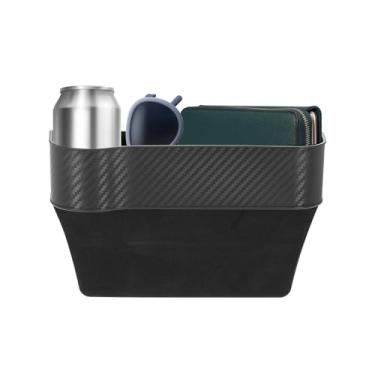 Imagem de HARFINGTON Organizador de lacunas de assento de carro, 26 x 16,5 x 7,5 cm, caixa de armazenamento universal para carro entre o assento e o console (esquerda) com porta-copos para chaves de óculos de