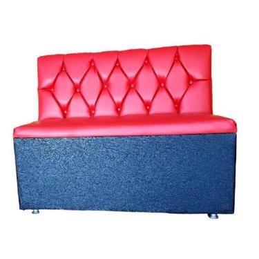 Imagem de Poltrona booth 1,70cm assento e encosto vermelho capitone a mão - O RE