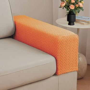 Imagem de Lramkuy Capas de braço de sofá, conjunto de 2 capas de braço de sofá, capa elástica para apoio de braço para sofá, protetor de móveis, antiderrapante, lavável, para descanso de braço, capas para