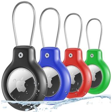 Imagem de Suporte de etiqueta de ar para Apple Air Tag Secure com cabo de arame, pacote com 4 porta-chaves IP68 à prova d'água para chaveiro, criança, bolsa, bagagem, coleira de animais de estimação e mais