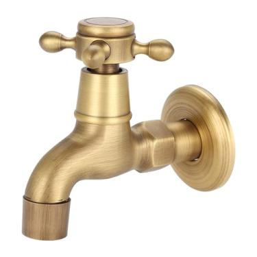 Imagem de FTVOGUE Torneira de Latão Vintage Montada na Parede, Alça única, água Fria Com Válvula de Núcleo de Latão para Pia de Cozinha, Banheiro, Esfregão, Piscina (Torneira de piscina Mop curta)