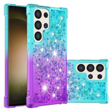 Imagem de Capa para celular Samsung Galaxy S25 Edge S24 S23 S22 Ultra S21 Plus S20 FE 5G com glitter degradê e efeito areia movediça líquida. Compatível com Galaxy S25 Edge, S24 S23 S22 Ultra, S21 Plus e S