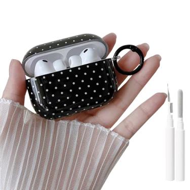 Imagem de MINSCOSE Capa transparente para AirPods 4, design bonito de bolinhas com chaveiro moderno, capa protetora de TPU macio à prova de choque com kit de limpeza para meninas e mulheres para AirPods 4