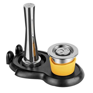 Imagem de Cápsula de café reutilizável aço inoxidável com base martelo Conjunto ferramentas acessórias para máquina preparo rápido conveniente seguro e simples compatível