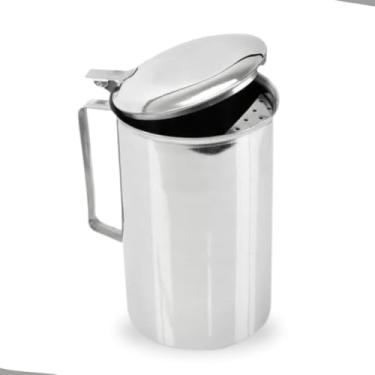 Imagem de Jarra em Aço Inox com Tampa – 2 Litros, Resistente e Ideal para Água, Sucos e Bebidas Geladas, Aparador De Gelo, Espuma para Eventos Festas Buffet
