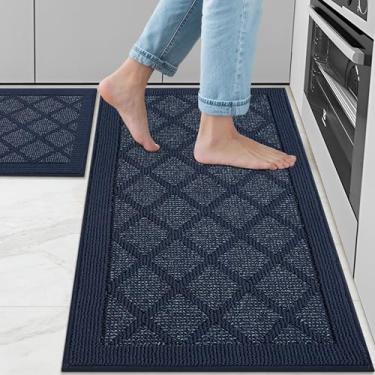 Imagem de COSY HOMEER Tapetes de cozinha, 2 peças de tapete de cozinha antiderrapante, lavável, tapetes absorventes para chão de cozinha, tapete de pia de cozinha 100% polipropileno 50,8 x 81,3 cm + 50,8 cm x