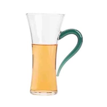 Imagem de x3anggyt5 Copo de vidro transparente de 180 ml com cabo verde escuro, xícara de chá de vidro resistente ao calor de cintura fina