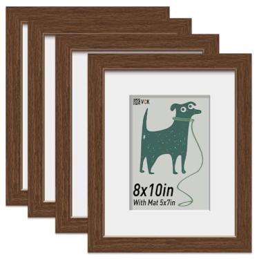 Imagem de VCK Porta-retrato 20 x 25 cm, moldura de madeira marrom, pacote com 4 com vidro transparente, 13 x 17 com tapete ou 20 x 25 sem tapete, parede ou mesa