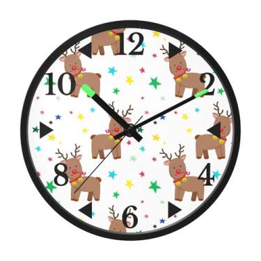 Imagem de STAYTOP Relógio de parede LED de veado fofo para quarto com brilho noturno, relógios de parede silenciosos de 30 cm para decoração de sala de estar, controle de som, relógio de parede moderno que
