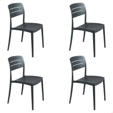 Imagem de Kit 4 Cadeira Tramontina Amélia Em Polipropileno Cor Grafite 92098007