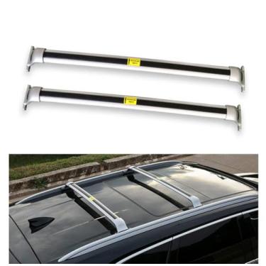 Imagem de YiXi-Partswell 2 peças de rack de teto barras transversais bagageiro de alumínio adequado para Chevrolet Chevy Blazer 2019 2020 2021 - Prata
