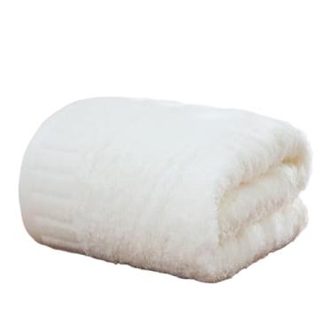 Imagem de Toalhas de banho luxuosas de pelúcia, 100% algodão, 500gsm espesso, algodão penteado de fibra longa, macio e absorvente, cor sólida, pacote com 4 (branco leitoso)