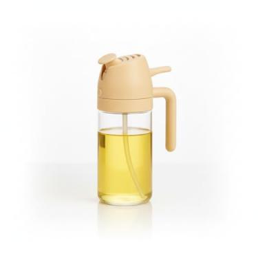 Imagem de Borrifador 2 em 1 para Azeite e Óleo 450ml Spray em Garrafa de Vidro Porta Azeite Porta Oleo Azeiteiro Galheteiro de Vidro Azeite e Vinagre Dispenser para Cozinha (Creme,3 Unidades)