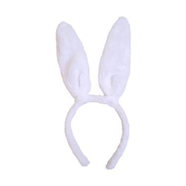Imagem de Tiara Arco Orelha de Coelho Pelúcia Páscoa Fantasia Carnaval Cor:Branc