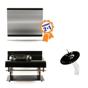 Imagem de Combo 2 em 1 - Gabinete 70cm Espanha + Torneira Ibiza - EKASA, Preto