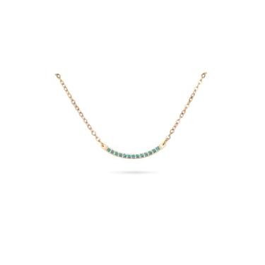 Imagem de PENLYU Colar feminino de zircônia cúbica banhado a ouro 14K | Pingente de barra curvada com design de um quarto de círculo | Presentes de Natal personalizados para amigas, Aço inoxidável, Sem Pedra