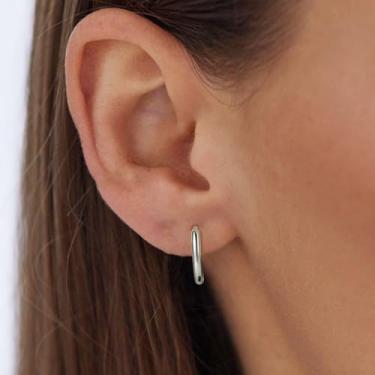 Imagem de 1 par de brincos pequenos de argola de prata para mulheres e homens, brincos de prata fofos para mulheres, brincos de argola de aço inoxidável 316L, brincos de argola de prata leve, standard, Aço