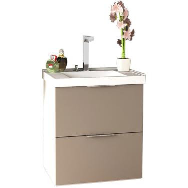 Imagem de Armário Balcão Gabinete Para Banheiro 60cm Com 03 Gavetas Pietra B06 Gianduia Brilho - Lyam Decor