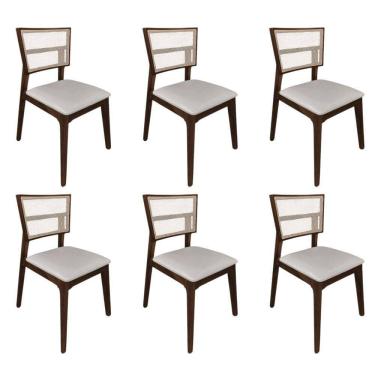 Imagem de Kit 6 Cadeiras De Jantar Tela Premium Madeira Maciça Manuela Bege Veludo