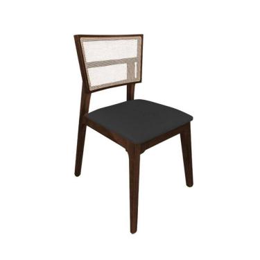 Imagem de Cadeira De Jantar Em Tela Premium Madeira Maciça Manuela Preto Facto