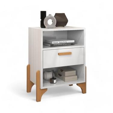 Imagem de Mesa De Cabeceira Elegante Com Gaveta Onix Branca