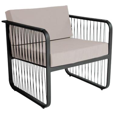 Imagem de Poltrona área Externa Santiago Alumínio E Fibra Sintética Preto-branco