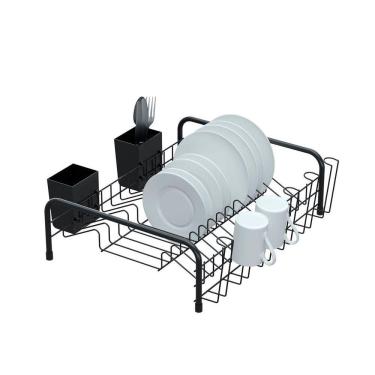 Imagem de Escorredor De Louças Tubular Com Porta Talheres Plástico - Stolf Preto