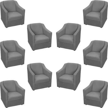 Imagem de Kit 10 Poltronas Decorativa Mila Pé De Plástico Cromado - Cinza Suede