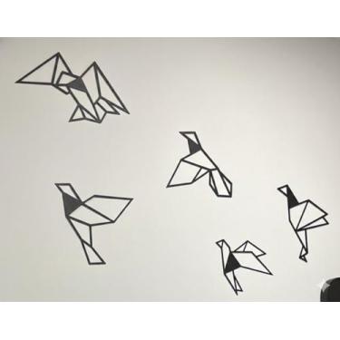 Imagem de Passaros Origami Decorativo Parede Kit com 5 Peças Cor:Azul Ciano - Hy