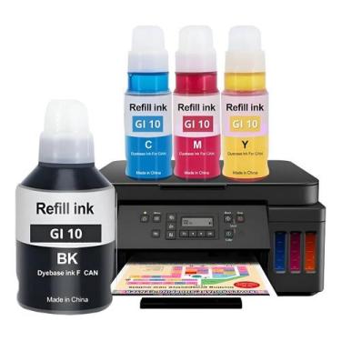 Imagem de Kit 04 Cores De Tinta Compatível para impressoras GI10 G6010 G7010