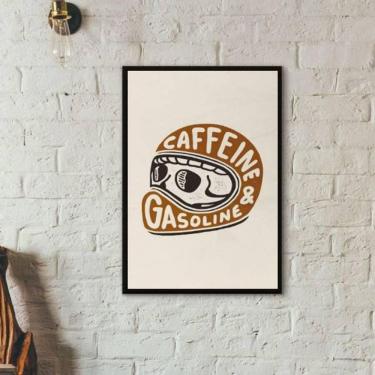Imagem de Quadro Capacete Gasoline E Caffeine 24X18Cm Moldura Preta