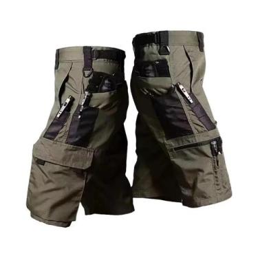 Imagem de Bermudas Cargo Masculinas Camufladas Verde Militar Para Trabalho E Tre