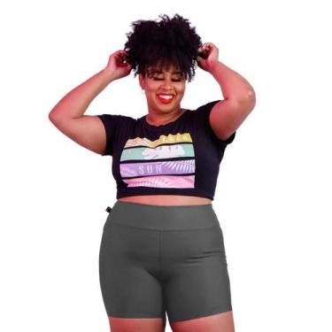 Imagem de Short Plus Size Meia Coxa Poliamida BlackOut G1 G2 G3 PINA, G2, Cinza