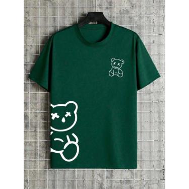 Imagem de Camiseta Unissex Estampada Urso Minimalista Streetwear Casual Moderna 